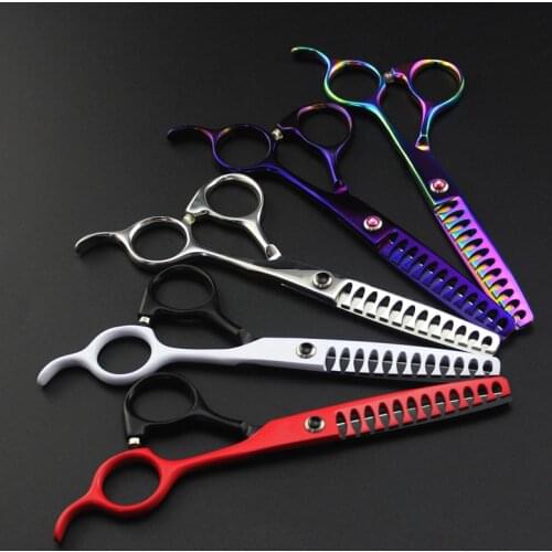 Professional japan 440c 6 inch 12 teeth color hair scissors cutting barber makas haircut thinning shears hairdressing scissors