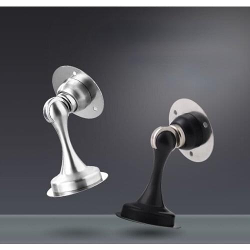 Silver Stainless Steel door stopper Soft-Catch Magnetic Door Stop in Brushed Satin Nickel Wall Mount by Lizavo
