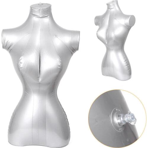 Silver mannequin female upper body inflatable model underwear clothing display props tailor torso model base with mounting holes