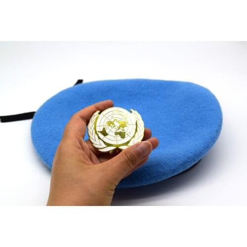United Nations Peacekeeping Force Woolen Cap Hat UN BLUE BERET With UN Gold Badge