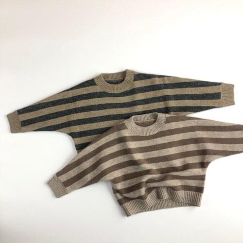 Girls Sweater Kids Coat Outwear 2021 Stripe Plus Velvet Thicken Warm Winter Autumn Knitting Cotton Pullover Childrens Clothing