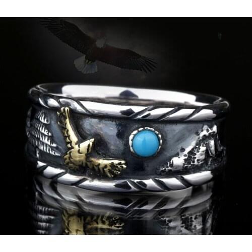 Thailand Indian style eagle 925 sterling silver Thai silver ring