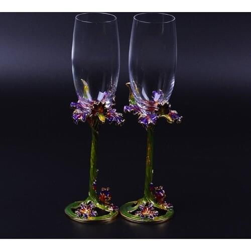 Top quality creative gifts 2pcs/set personalized wedding glasses cup champagne red wine bride groom iris party decor Toasting