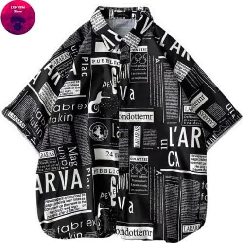 Japanese Fashion Black Casual Mens Shirt 2021 New Arrival Hawaiian Loose Beachwear Short Sleeve Casual Buttons Shirt Tops