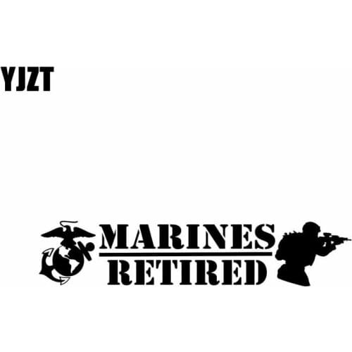 YJZT 20CM*4.2CM USMC MARINES RETIRED Car Sticker Vinyl Decal Black/Silver C3-0114