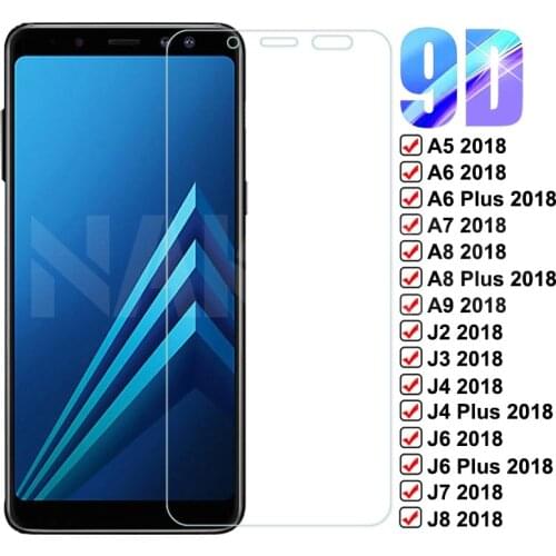 9D Protective Glass For Samsung Galaxy A6 A8 J4 J6 Plus 2018 Tempered Glass J2 J3 J7 J8 A5 A7 A9 2018 A10 A30 A50 Screen Film