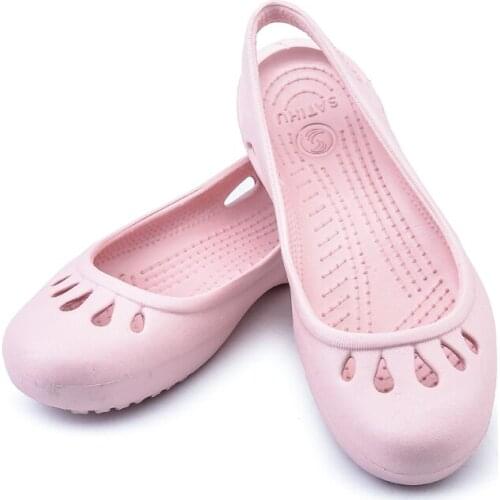 Miaoguan Women Jelly Sandals Home Non-slip Summer Hole Shoes Female Flat Slippers Plastic Female Waterproof EVA Garden Shoes