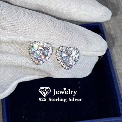 S925 Stud Earrings For Women Sterling Silver Cubic Zirconia Ornaments Luxury Bridal Wedding Fine Jewelry Accessories CCE663