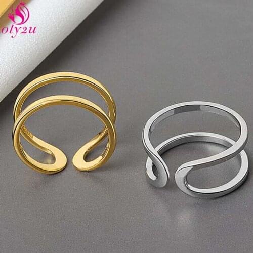 Golden Minimalist Geometric Double Line Ring Fashion High Jewelry Glamour Womens Wedding Wedding Ring Mens Halloween Gift 2020