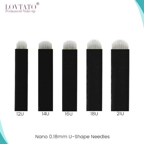 0.18mm U-Shape Nano Tattoo Needles Microblading needle blade 12U 14U 16U 18U Permanent Makeup Eyebrow Eyebrow tebori agulhas
