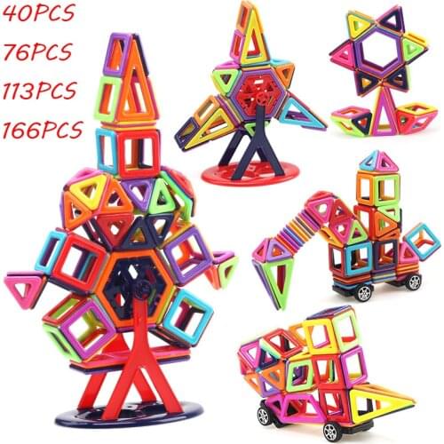 166pcs Magnetic Blocks Magnetic Designer Building Construction Toys Set Magnet Educational Toys For Children Kids Gift DS19