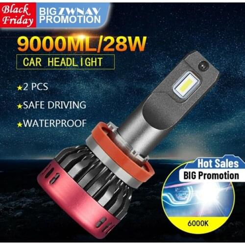 2Pcs Car Headlights Bulbs LED H7 H4 H11 9006 9005 90W 9000LM Decoder Automobile Lamp Headlamp Front Fog Lights 6000K 12V Auto