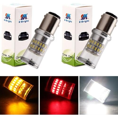 2 Pieces S25 1157 BAY15D 3014 48 SMD P21/5W Auto Bulbs Red White Amber 12V DC Lamps LED Car Turn Tail Lights 720 Lumens