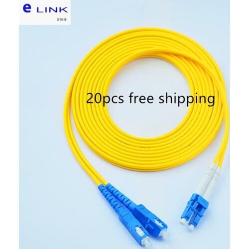 20pcs LC-SC fiber patch cord duplex single mode 2.0mm G652D jacket cable 1 2 3 4 5 Mtr optical fibre jumper free shipping ELINK