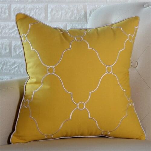 45x45cm cotton embroidered yellow cushion cover pillowcase sofa chair waist pillow cover for backrest