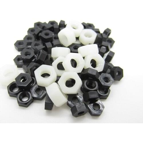 50/20Pcs DIN934 M2 M2.5 M3 M4 M5 M6 M8 M10 M12 Black/white Nylon Hex Nut Hexagon Plastic Nuts