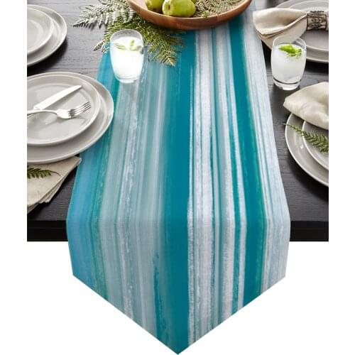 Abstract Cyan Turquoise Texture Table Runner Kitchen Dinning Table Decor Tablecloth And Placemat Wedding Table Decor