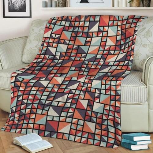 Abstract Geometric Art 206 3D Printed Velvet Plush Throw Fleece Blanket Bedspread Sherpa Blanket Home Decora