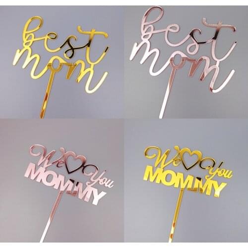 INS "Best Mom"Mummy Birthday Acrylic Cake Topper Gold Mum Birthday Cake Topper for Mathers day Birthday Party Cake Decorations
