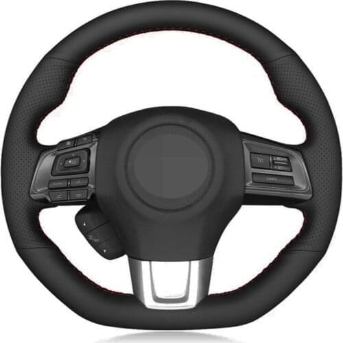 Car Steering Wheel Cover DIY Hand-stitched Soft Black Artificial Leather For Subaru WRX (STI) 2015-2019 Levorg 2015-2019