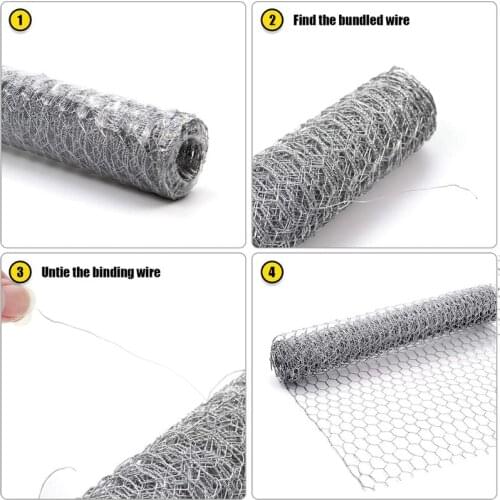 D08D Chicken Wire Net for Craft Projects Lightweight Galvanized Hexagonal Wire Mesh with Mini Wire Cutting Pliers Gloves