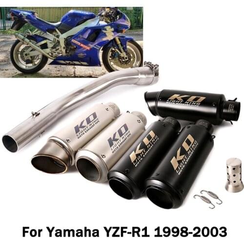 For Yamaha YZF R1 MT-10 1998-2003 Motorcycle Exhaust Mid Link Pipe Connect Slip On Muffler Tips Removable DB Killer Modified