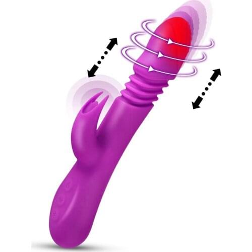 Thrusting Dildo Rabbit Vibrator with 3 Powerful Thrusting Intensities 9 Vibration Modes Heating for G-Spot Clit Stimulation