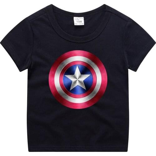 Marvel Captain America Shield Printed T shirt kids baby boys clothes 100% Cotton Cartoon Clothes Funny Harajuku Children Tshirts