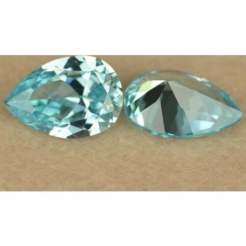Hot Sale 2*3~13*18mm Drop Pear Shape Cut Loose CZ Gems Beads Light Color Sea Blue Lab Created Cubic Zirconia Stone For Necklace
