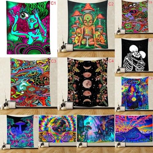 Hippie Hanging Wall Tapestry, Colorful Bohemian Psychedelic Blanket home decor