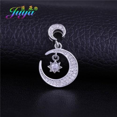 Juya DIY Religious Jewelry Accessories Handmade Crescent Moon Star Allah Charms For Islamic Muslim Rosary Jewelry Making