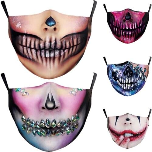 Halloween Cospaly Horror Thriller Sewing Face-Protection Mouth Masks Cycling Spots Breathable Party Cool Mask Womens Men Unisex