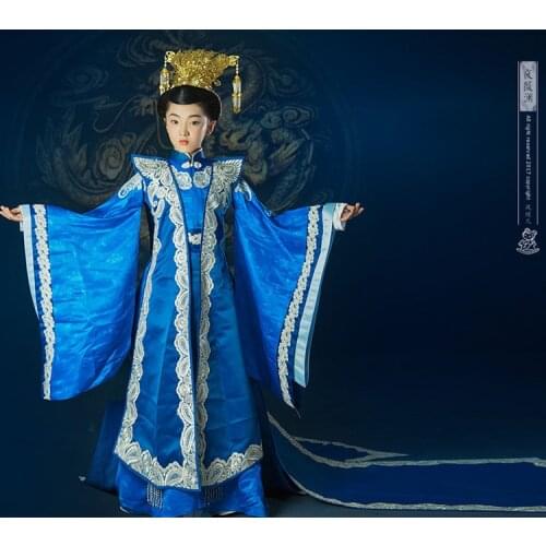 Ye Wei Lan Blue Princess Costume Kids Costume for Childrens Day or Photography Stage Performance Hanfu Princess of Wei Young