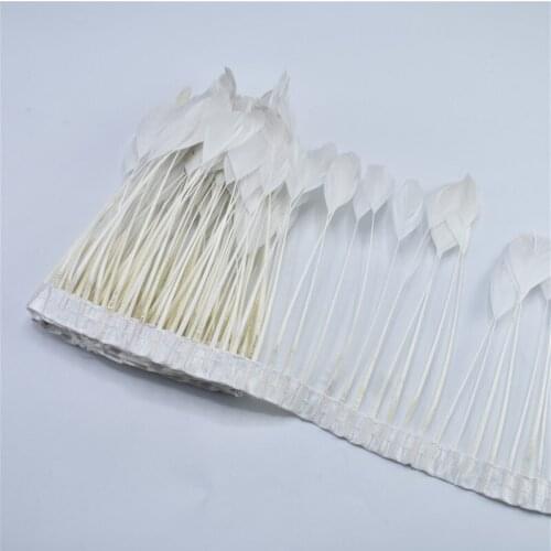 Beautiful White Stripped Goose Tail Feathers Trims 2yards 10-15cm DIY Sewing Skirt Apparel plumas and feathers for crafts party
