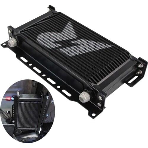 LINESRACING 19ROW AN-10AN Engine Racing OIL COOLER Black/Silver+Mounting Bracket Kit