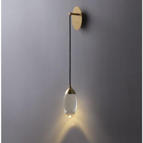 Copper crystal ball small chandelier living room background wall decoration lamp simple bedroom bedside fishing line lamp