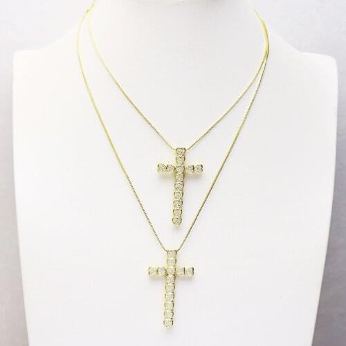10Pcs Metal Cross pendant Necklace jewelry Gold color chain pendant Crystal pendant Necklace jewelry Women Bracelet 8324
