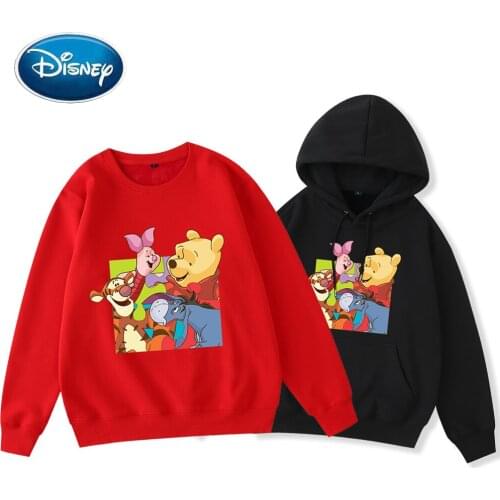 Disney Sweatshirt Fashion Winnie the Pooh Bear Pig Tigger Eeyore Cartoon Print Harajuku Unisex Women Long Sleeve Tops 9 Colors