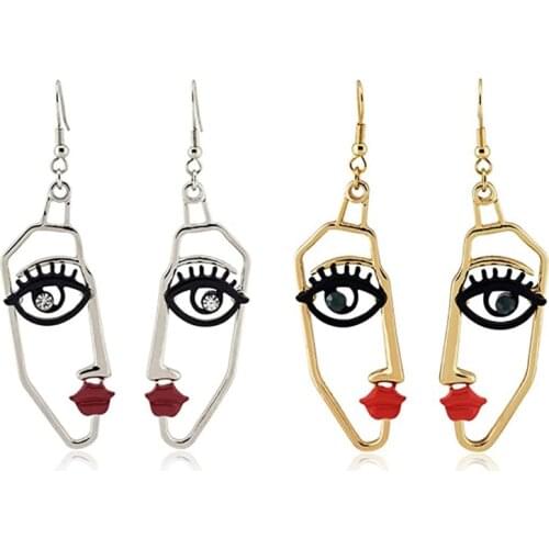 Fashion Girl Face Abstract Line Drop Earrings for Women Simple Human Face Pendant Earrings Elegant Female Ear Jewelry Gifts