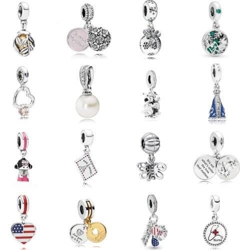 NEW 2021 100% 925 Sterling Silver Butterfly Pearl Charm Pendant Fit DIY Original Bracelet Fshion Jewelry Gift