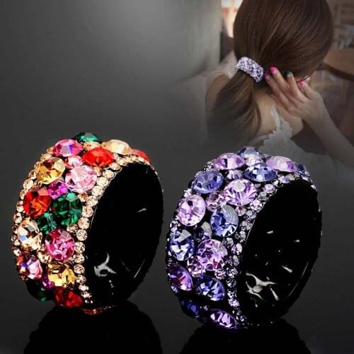New Girls Shiny Rhinestone Horsetail Hairpin Hair Accessories Women Hair Clip Colorful Claws Crystal Barrettes Headwear Ponytail
