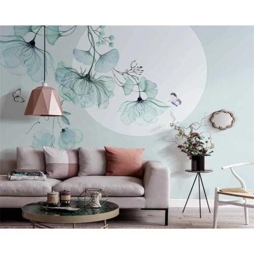 Beibehang wallpaper 3d Modern minimalist abstract floral moonlight interior living room background wall 3d wallpaper on the wall
