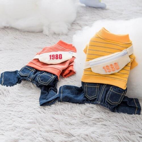 Pet Clothes Warm Teddy Bichon Small Dog Backpack Dog Four-Legged Clothes Autumn and Winter Thickening Cat Clothing