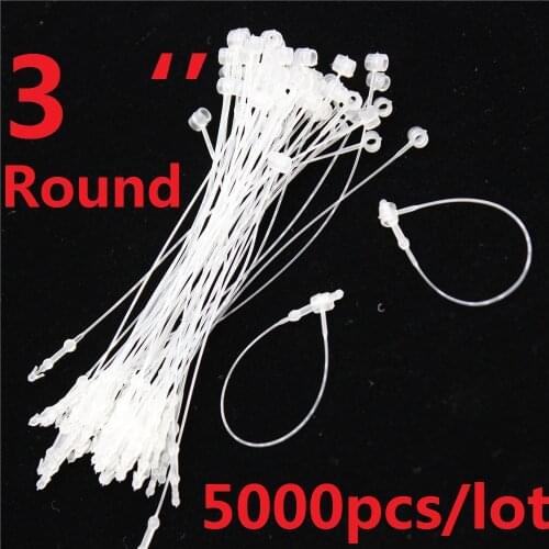 5000pcs 3'' security hang tag loop plastic tag tie fastener transparent hang tag snap lock pin round head