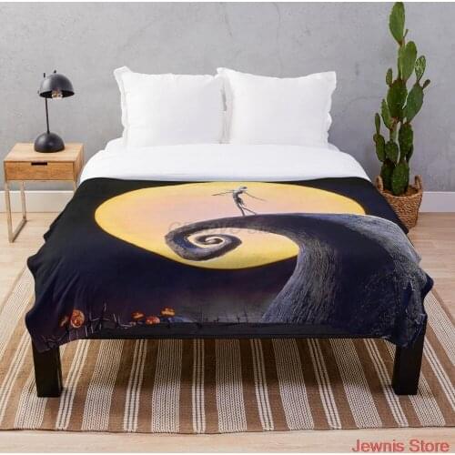 Nightmare Before Christmas Throw Blanket flannel Sherpa bedspread bedding sofa picnic fur soft blanket