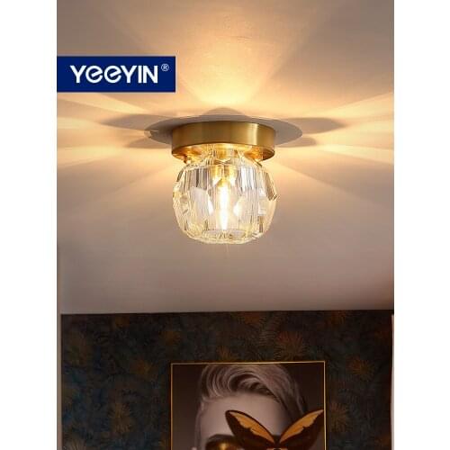 YEEYIN Ceiling Light Modern Full Brass Led Lamp Warm For Room Crystal Surface Mounted Led Ceiling Lighting Decoration 220V