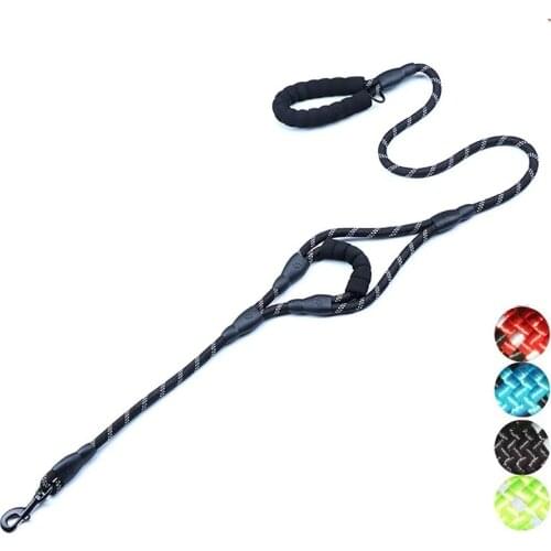 Durable Heavy Duty Reflective Dog Leash Lead Rope Padded 2 Handles Pet Leash for Medium Large Big Dogs Walking Training Patrol