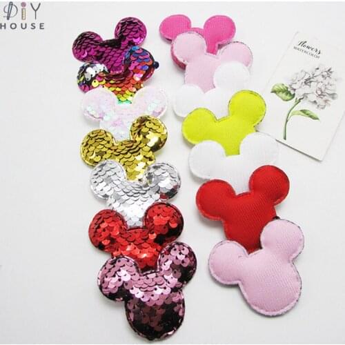 10-50Pcs Color Sequin Star/Love Heart Padded Patches Appliqued DIY Craft Supplies Kids Hair Pin Accessories Ornaments Materials