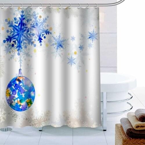 Polyester Fabric Custom Merry Christmas Shower Curtain New Year Decoration Bathroom Curtain Waterproof With Hook Bath Curtain