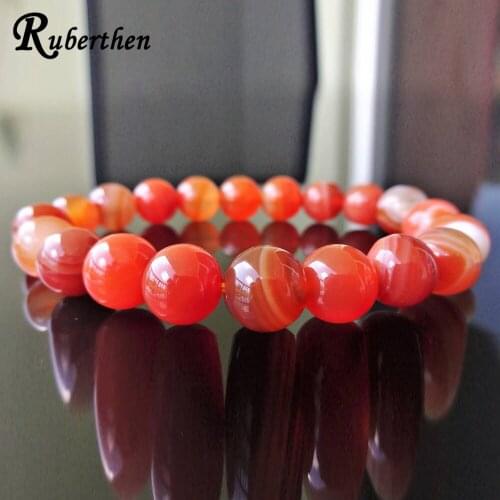 Ruberthen AAA Quality Genuine Striped Carnelian Bead Stone Bracelet for Men High Quality 10 MM Gem Stone Mala Bracelet